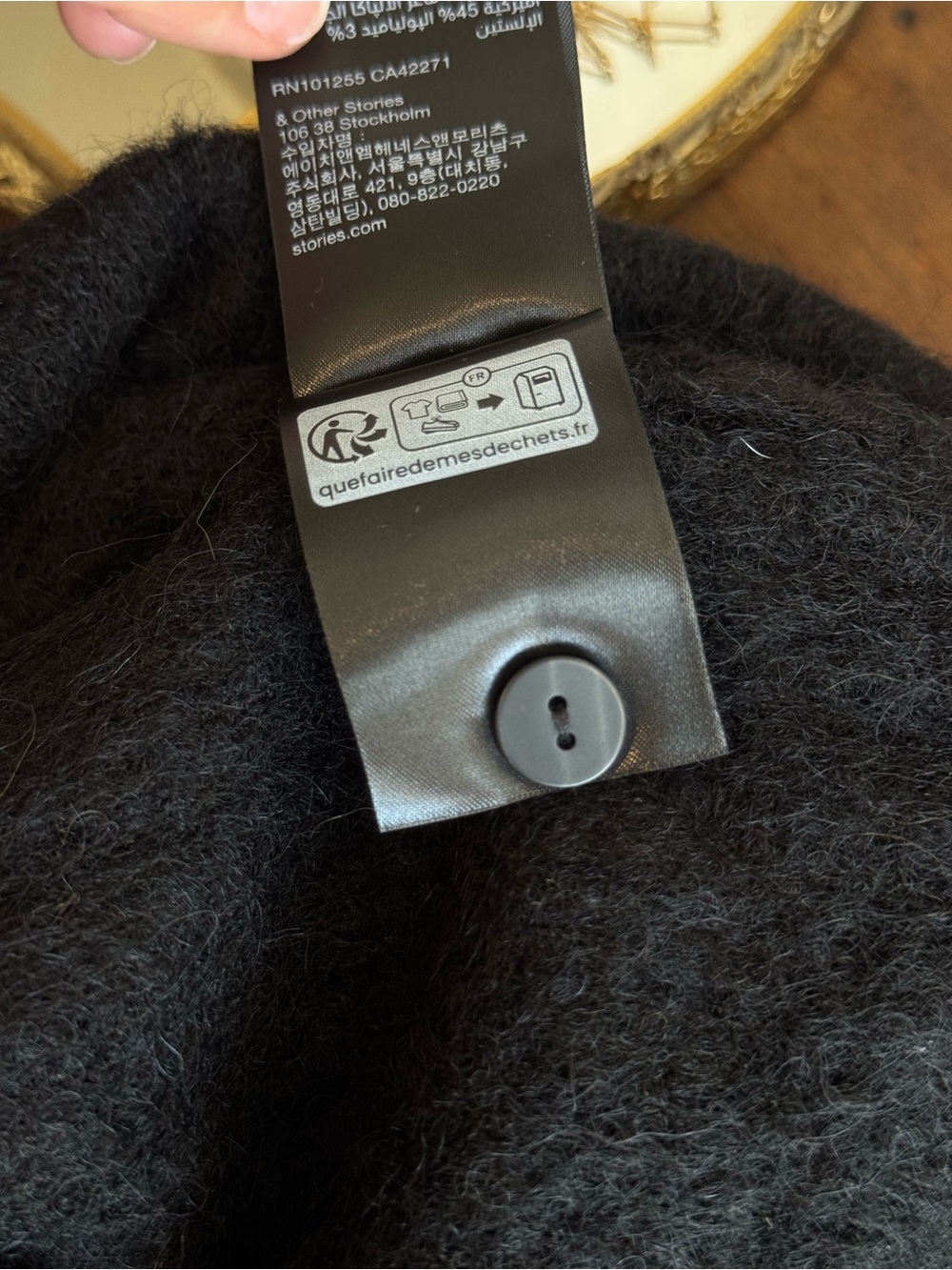 & Other Stories alpaca blend black Crewneck Button-Front Cardigan - Picture 13 of 14